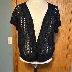 Tribal‎ X-Large sweater Open Knit Short Sleeve Cardigan Crochet whimsical